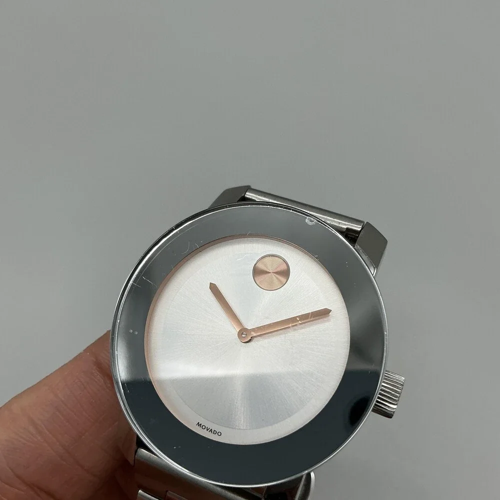 Movado Bold Womens Watch 36mm Stainless Rose Gold Dot 3600084 New Battery 7